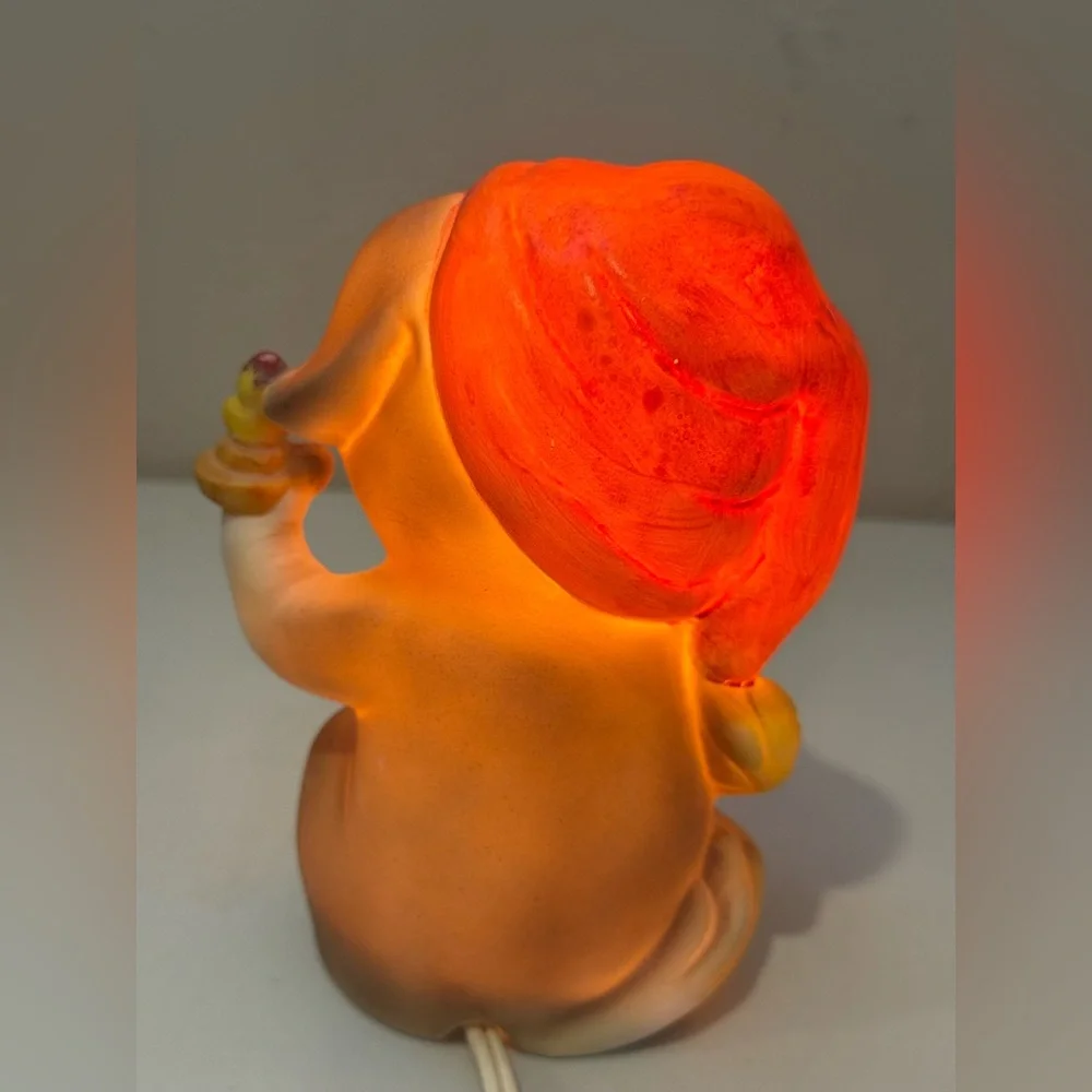 Vintage PORTABLE NIGHT LAMP  Doggy W/Ice cream UNDERWRITERS LABORATORIES INC ~6”